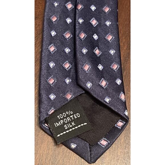 Van Heusen Blue Pink 100% Imported Silk Men’s Neck Tie Made In Usa - Picture 7 of 9